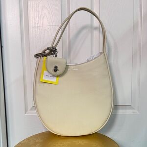 Marc Jacobs Cream Pebble Leather Shoulder Bag with Charm Tag